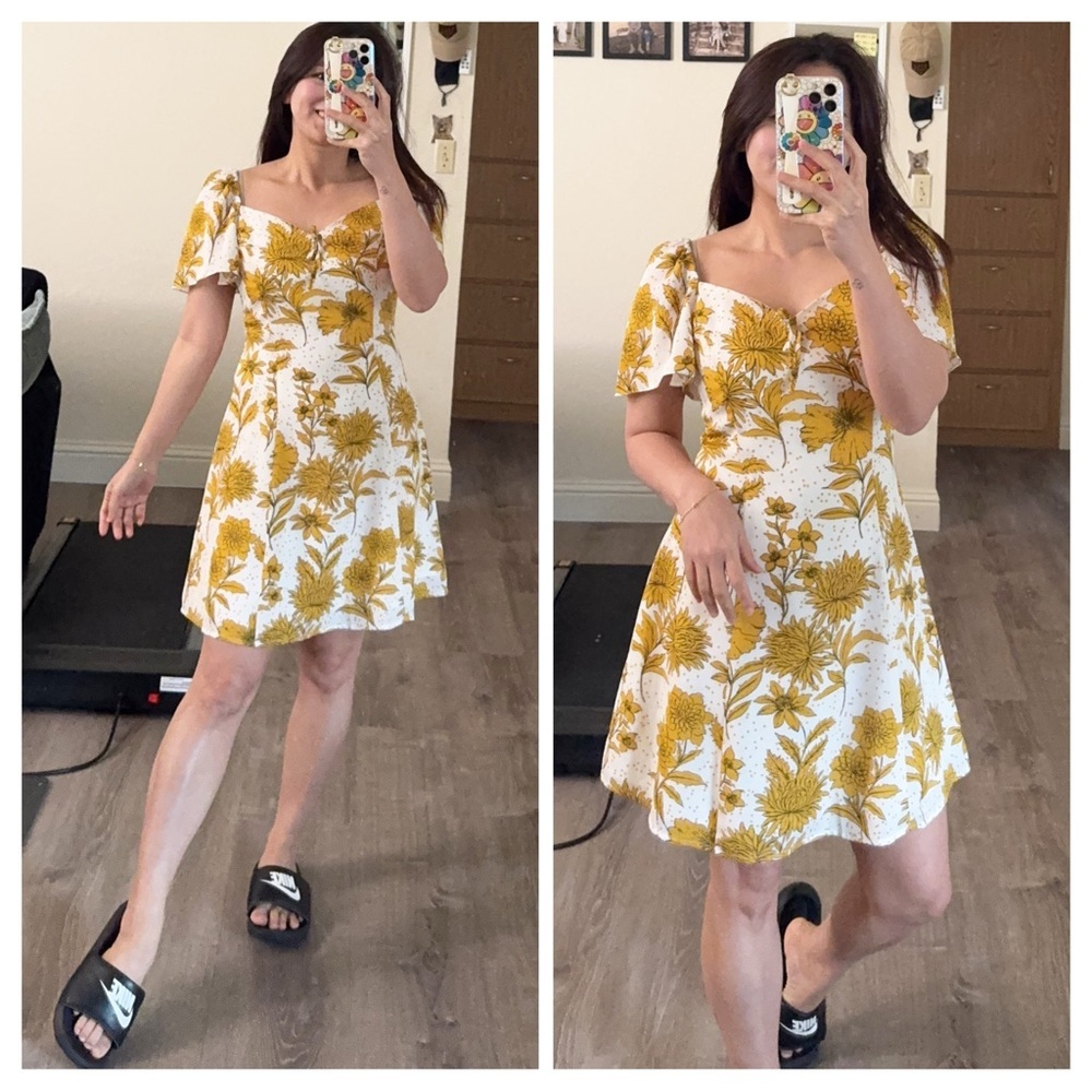 Pomelo Floral Yellow and White Dress